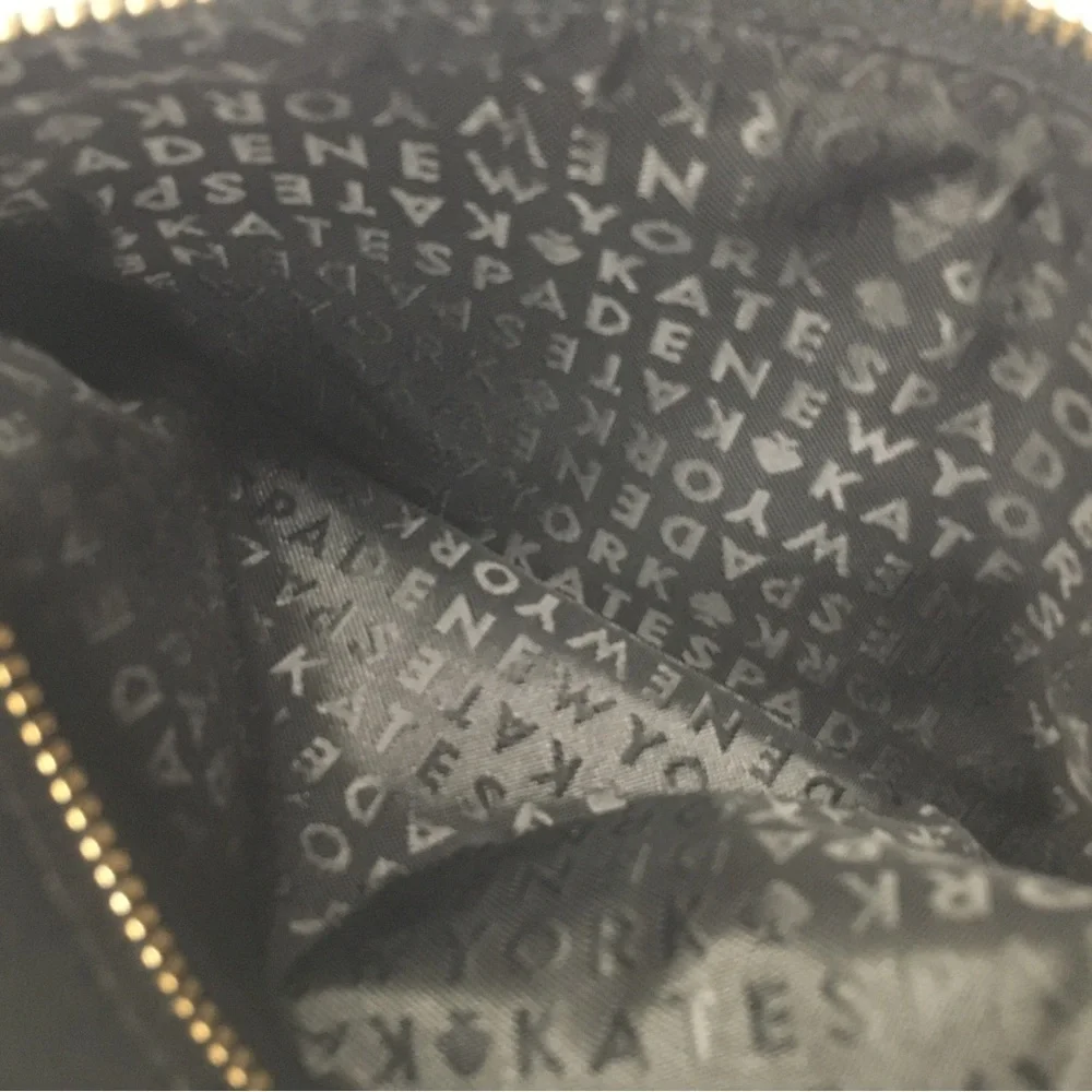 Kate Spade Leather Wristlet Mini Purse Black Gold Classic